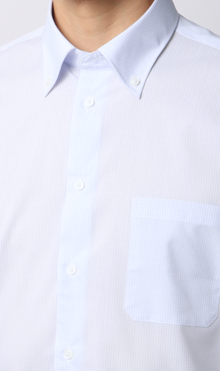 【みんなのシャツ】ボタンダウンワイシャツ ブルー 首周り:39cm,裄丈:86cm