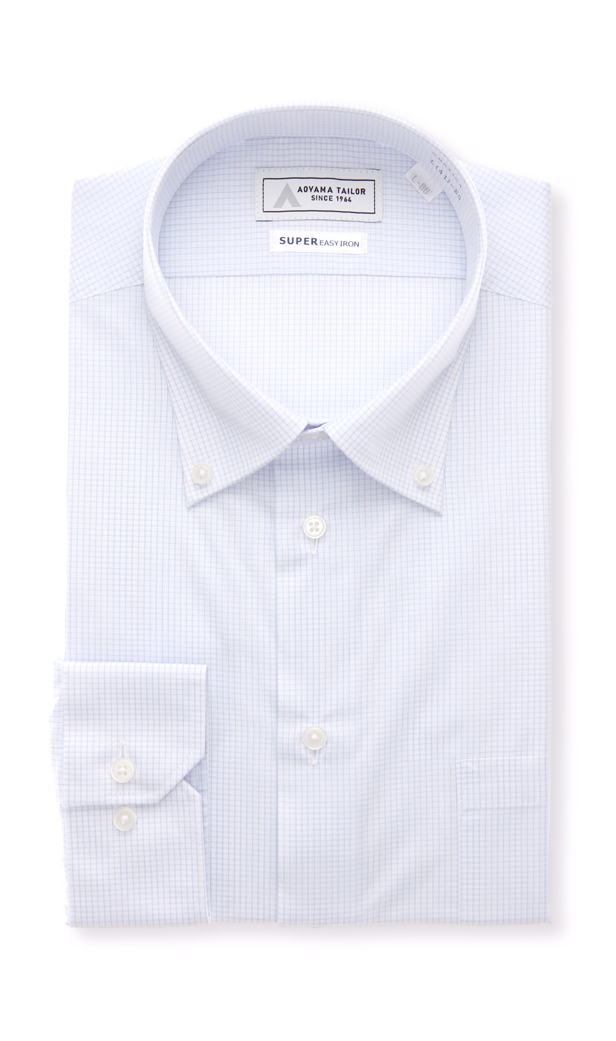 【みんなのシャツ】ボタンダウンワイシャツ ブルー 首周り:39cm,裄丈:86cm