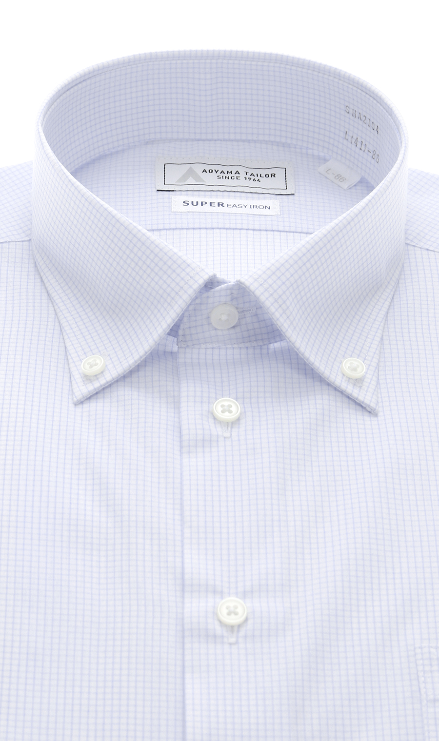 【みんなのシャツ】ボタンダウンワイシャツ【キング&トール】 ブルー 首周り:45cm,裄丈:88cm