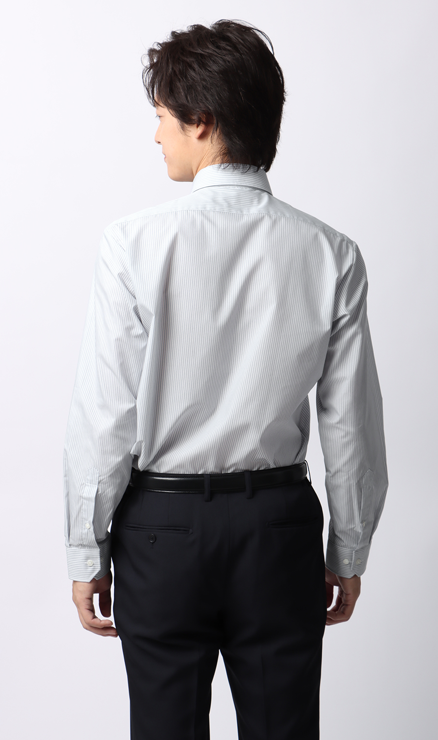 ■【みんなのシャツ】ボタンダウンワイシャツ グレー 首周り:41cm,裄丈:82cm