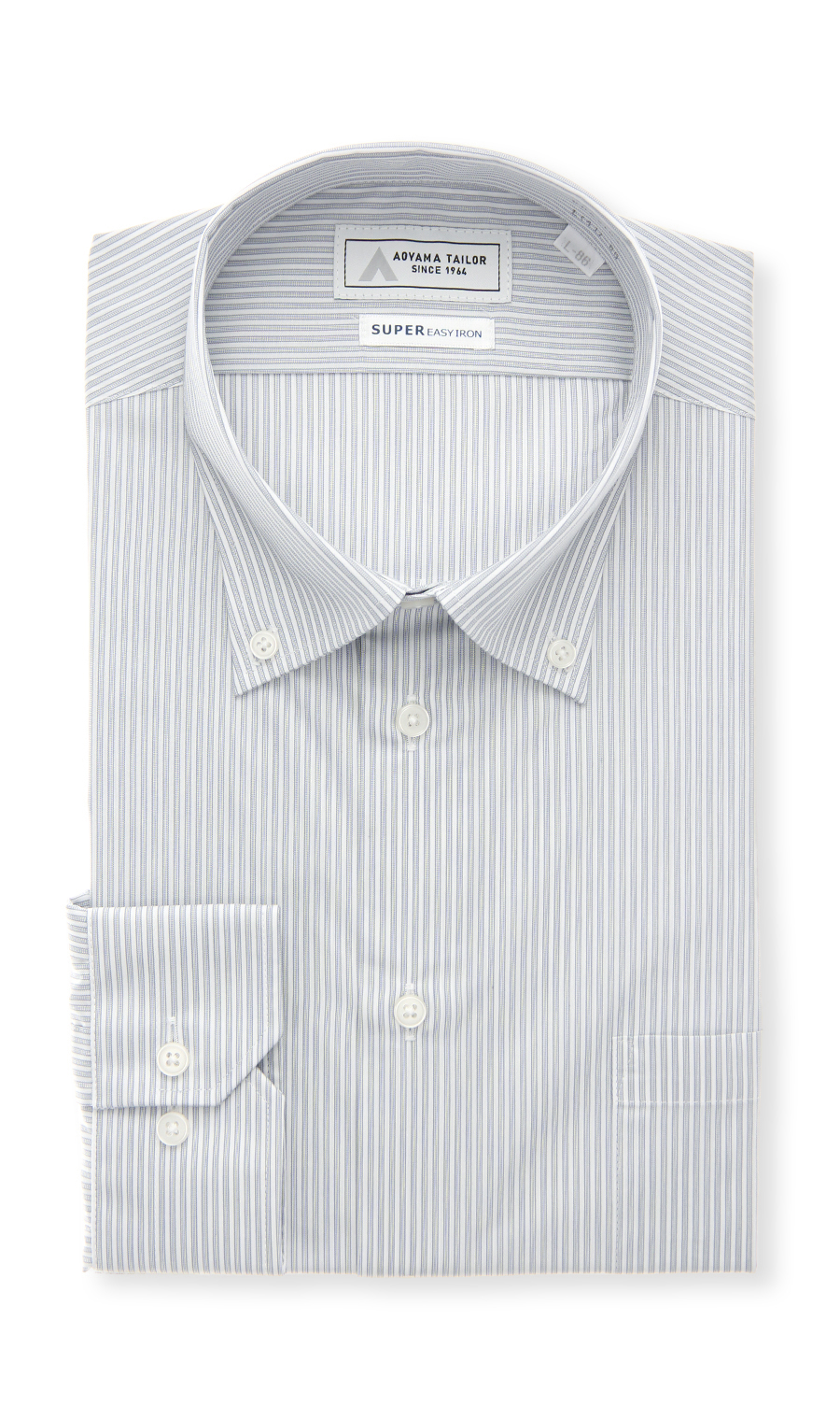 ■【みんなのシャツ】ボタンダウンワイシャツ グレー 首周り:41cm,裄丈:82cm