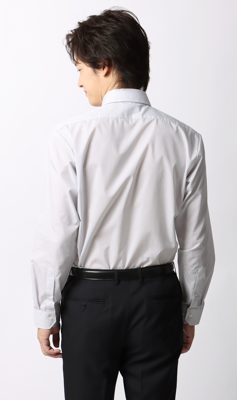 【みんなのシャツ】ボタンダウンワイシャツ グレー 首周り:39cm,裄丈:82cm