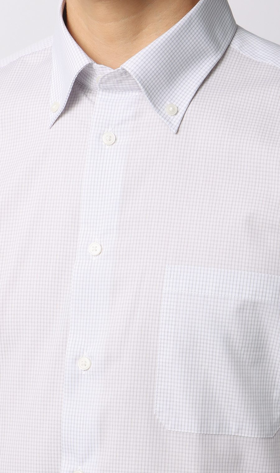 【みんなのシャツ】ボタンダウンワイシャツ グレー 首周り:39cm,裄丈:82cm