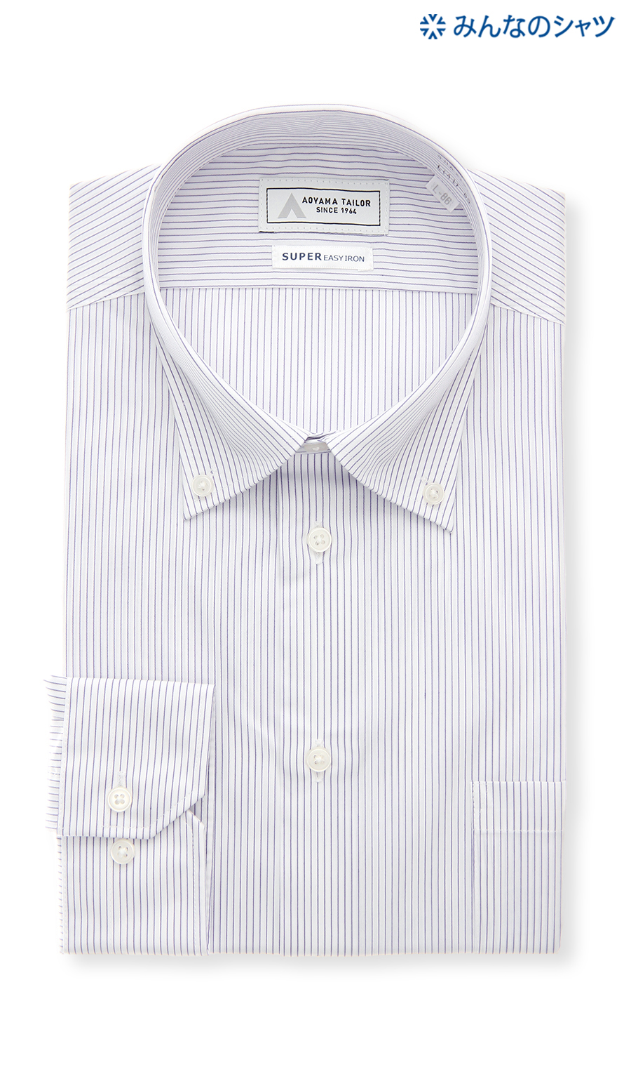 ■【みんなのシャツ】ボタンダウンワイシャツ【キング&トール】 パープル 首周り:45cm,裄丈:88cm