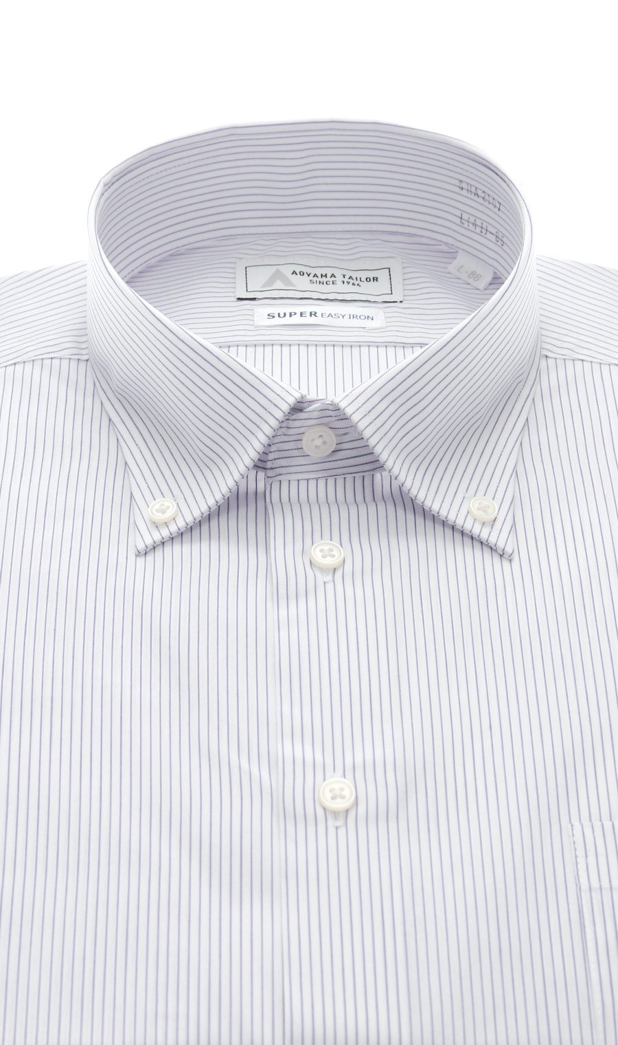 ■【みんなのシャツ】ボタンダウンワイシャツ【キング&トール】 パープル 首周り:45cm,裄丈:88cm