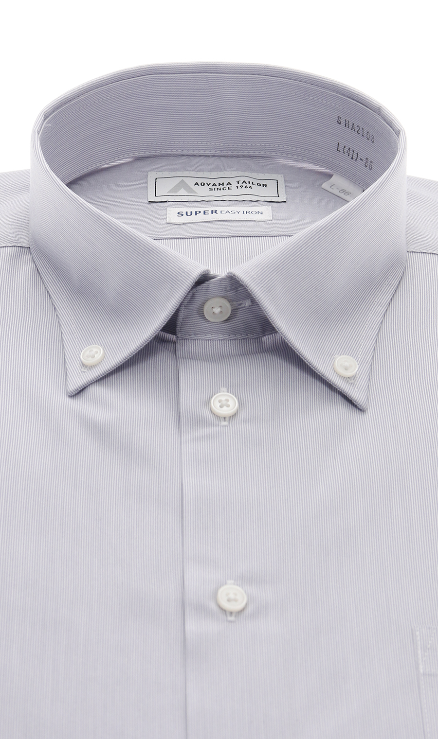 【みんなのシャツ】ボタンダウンワイシャツ【キング&トール】 グレー 首周り:45cm,裄丈:80cm