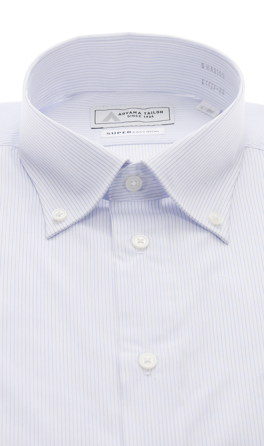 【みんなのシャツ】ボタンダウンワイシャツ ブルー 首周り:37cm,裄丈:78cm