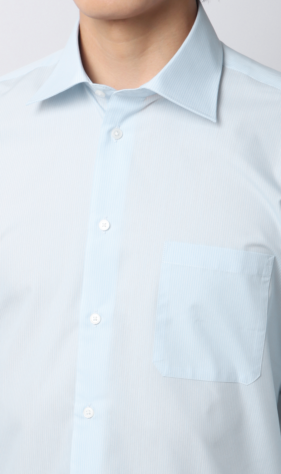 【みんなのシャツ】ワイドカラーワイシャツ ブルー 首周り:43cm,裄丈:82cm