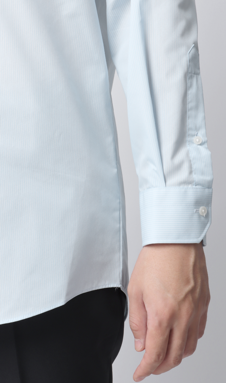 【みんなのシャツ】ワイドカラーワイシャツ ブルー 首周り:43cm,裄丈:82cm