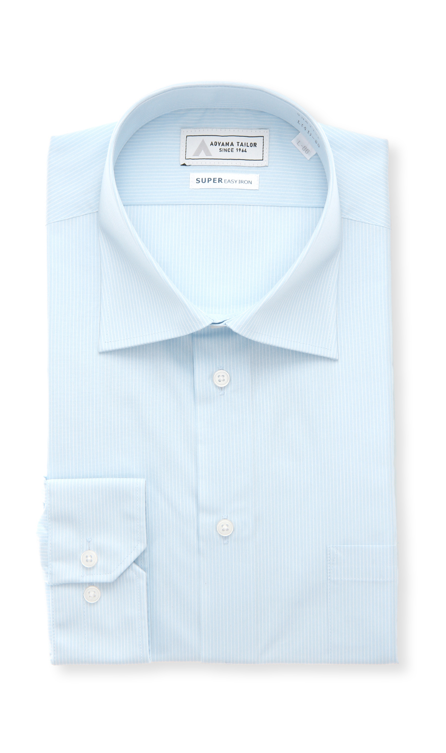 【みんなのシャツ】ワイドカラーワイシャツ ブルー 首周り:43cm,裄丈:82cm