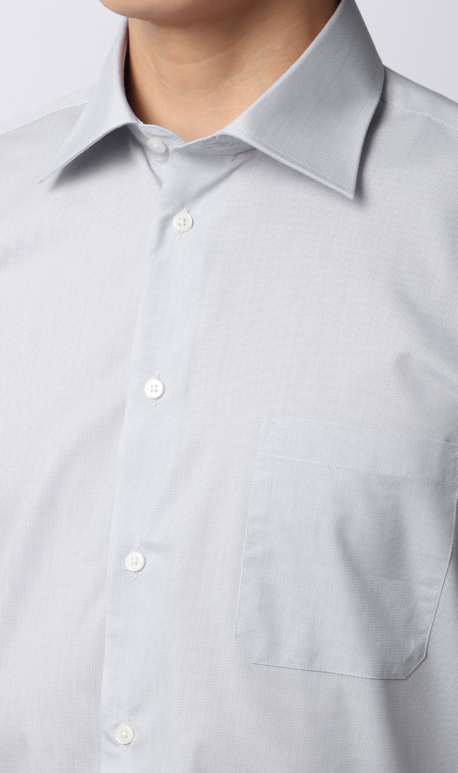 ■【みんなのシャツ】ワイドカラーワイシャツ グレー 首周り:43cm,裄丈:82cm