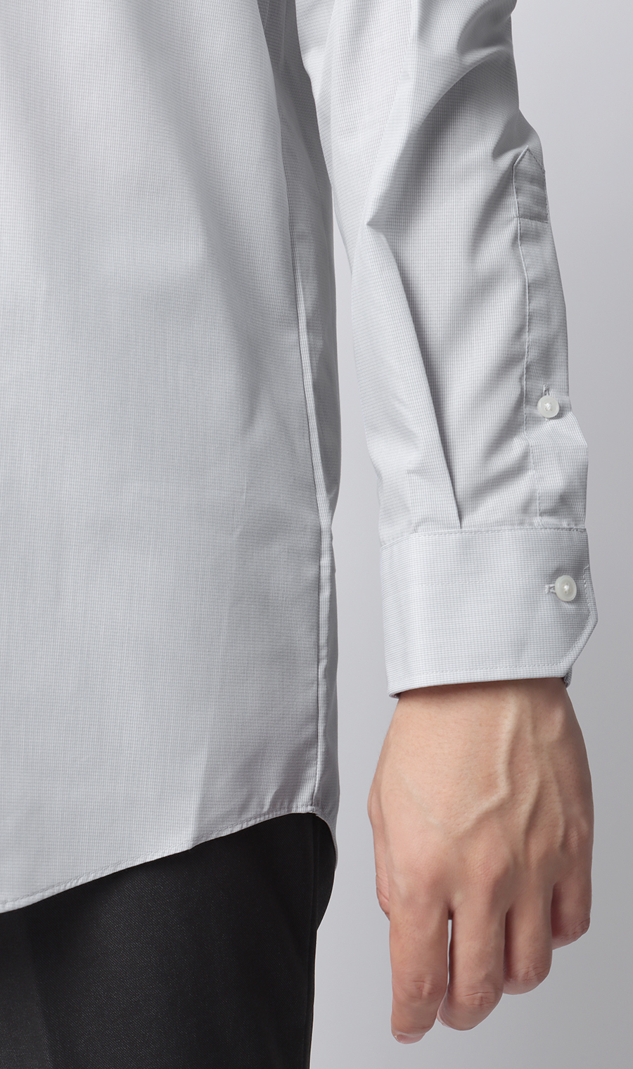 ■【みんなのシャツ】ワイドカラーワイシャツ グレー 首周り:43cm,裄丈:82cm