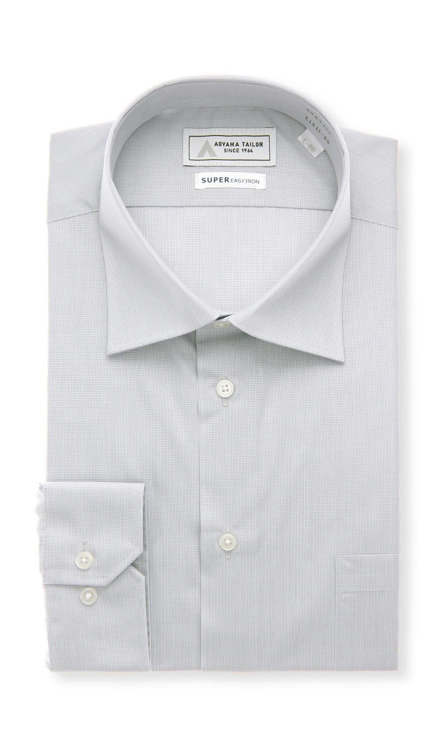 ■【みんなのシャツ】ワイドカラーワイシャツ グレー 首周り:43cm,裄丈:82cm