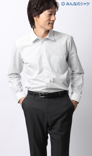 ■【みんなのシャツ】ワイドカラーワイシャツ