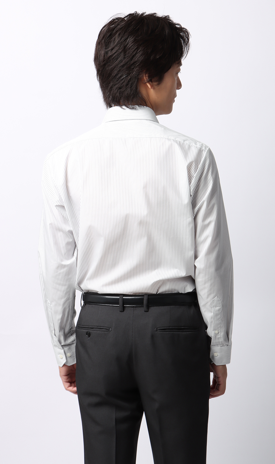 【みんなのシャツ】ワイドカラーワイシャツ グレー 首周り:41cm,裄丈:82cm