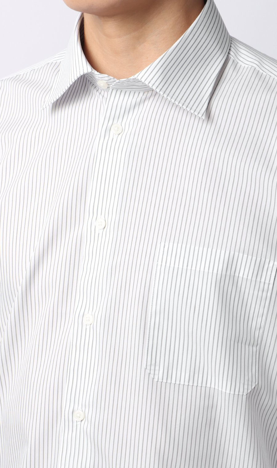 【みんなのシャツ】ワイドカラーワイシャツ グレー 首周り:41cm,裄丈:82cm