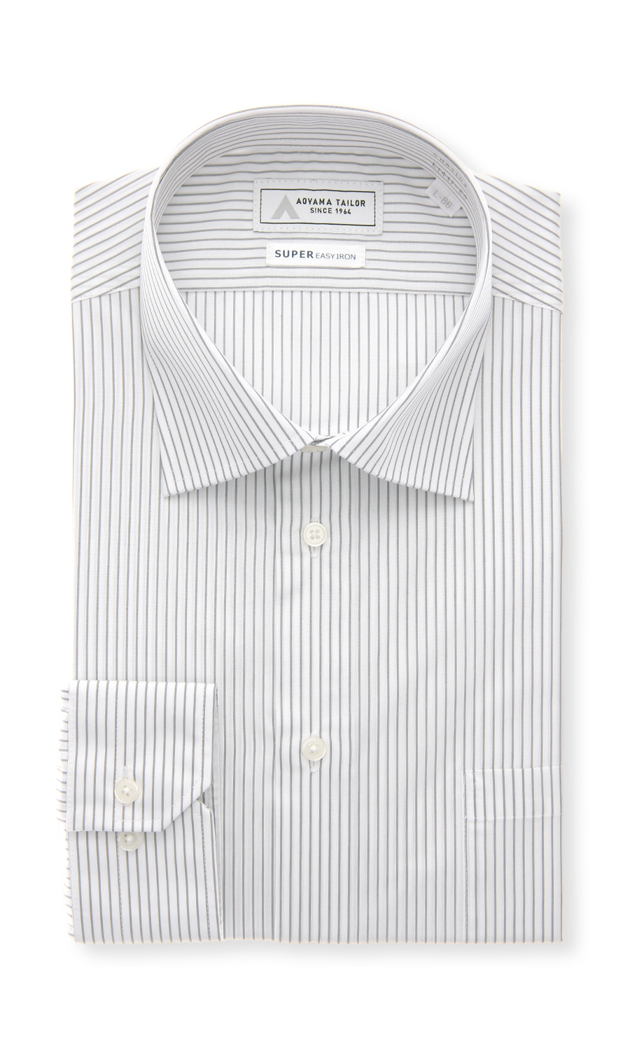 【みんなのシャツ】ワイドカラーワイシャツ グレー 首周り:41cm,裄丈:82cm