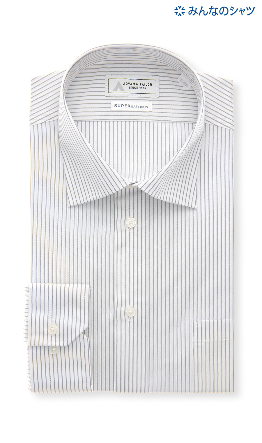 【みんなのシャツ】ワイドカラーワイシャツ【キング&トール】 グレー 首周り:45cm,裄丈:88cm