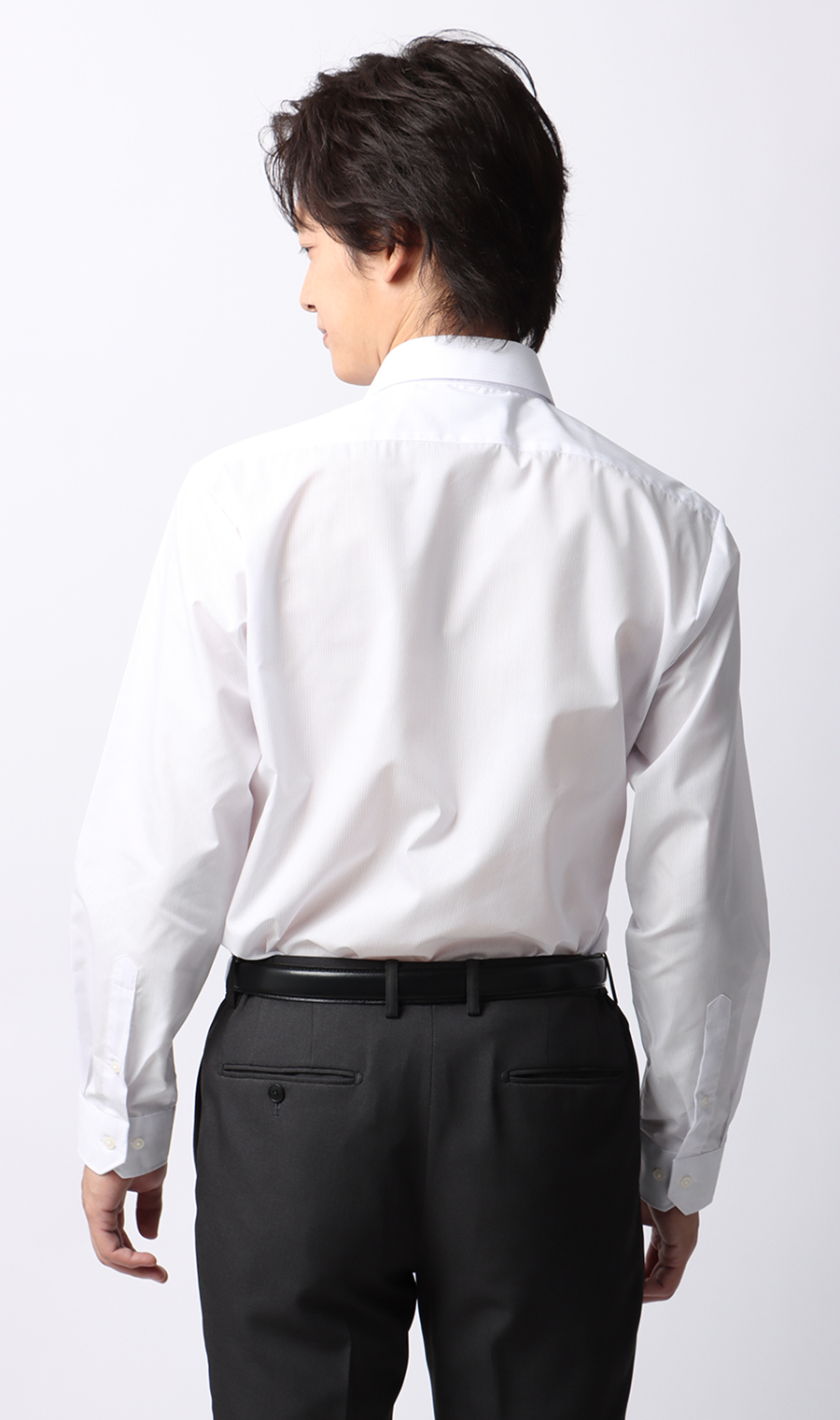 【みんなのシャツ】ワイドカラーワイシャツ パープル 首周り:37cm,裄丈:82cm