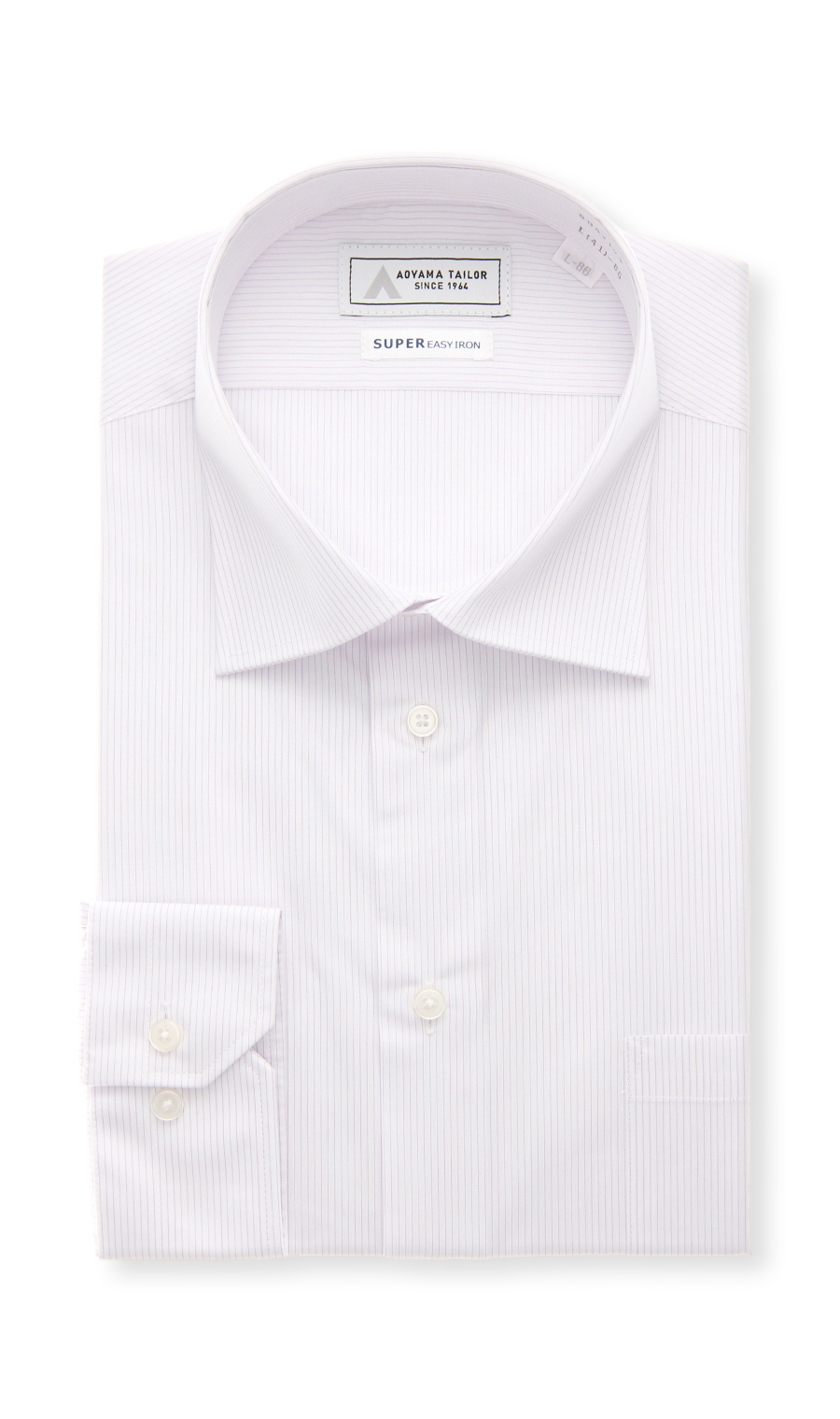 【みんなのシャツ】ワイドカラーワイシャツ パープル 首周り:37cm,裄丈:82cm