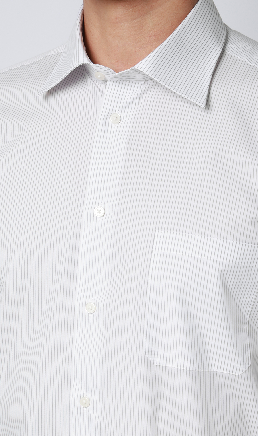 【みんなのシャツ】ワイドカラーワイシャツ グレー 首周り:37cm,裄丈:78cm