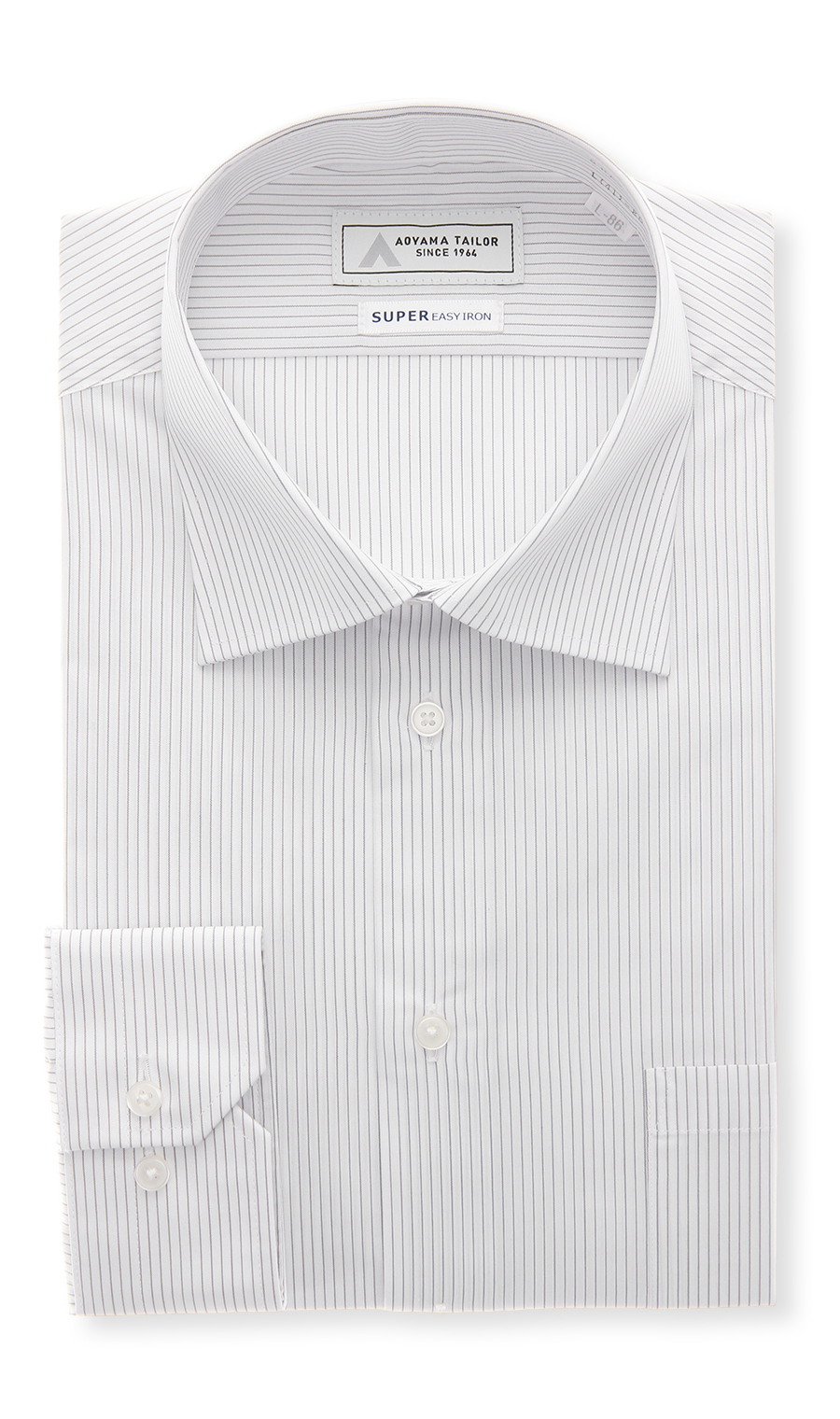 【みんなのシャツ】ワイドカラーワイシャツ グレー 首周り:37cm,裄丈:78cm