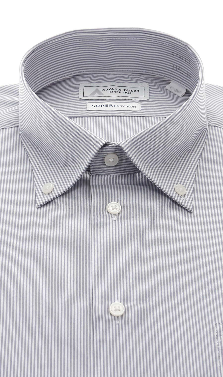 【みんなのシャツ】ボタンダウンワイシャツ グレー 首周り:37cm,裄丈:78cm