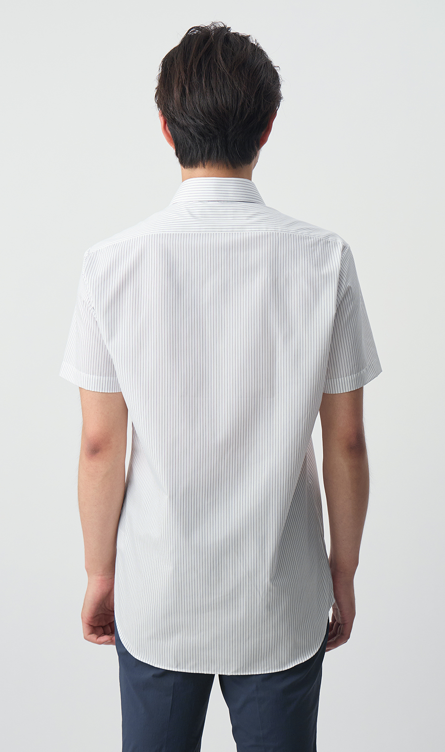 【みんなのシャツ】ワイドカラーワイシャツ【涼】【半袖】 グレー 首周り:37cm,裄丈:00