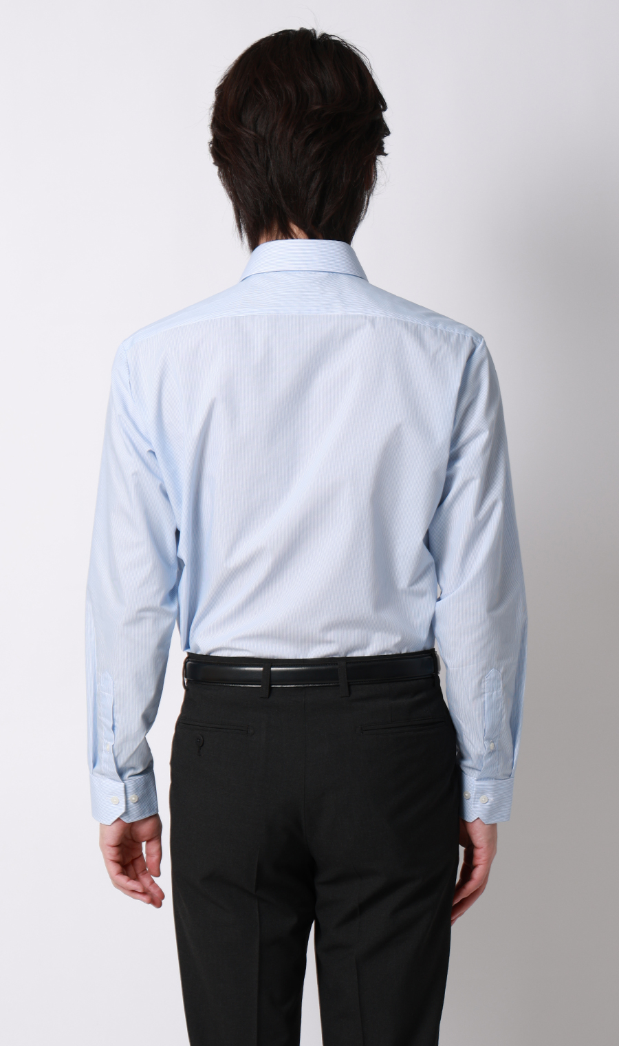 【みんなのシャツ】ワイドカラーワイシャツ ブルー 首周り:37cm,裄丈:78cm