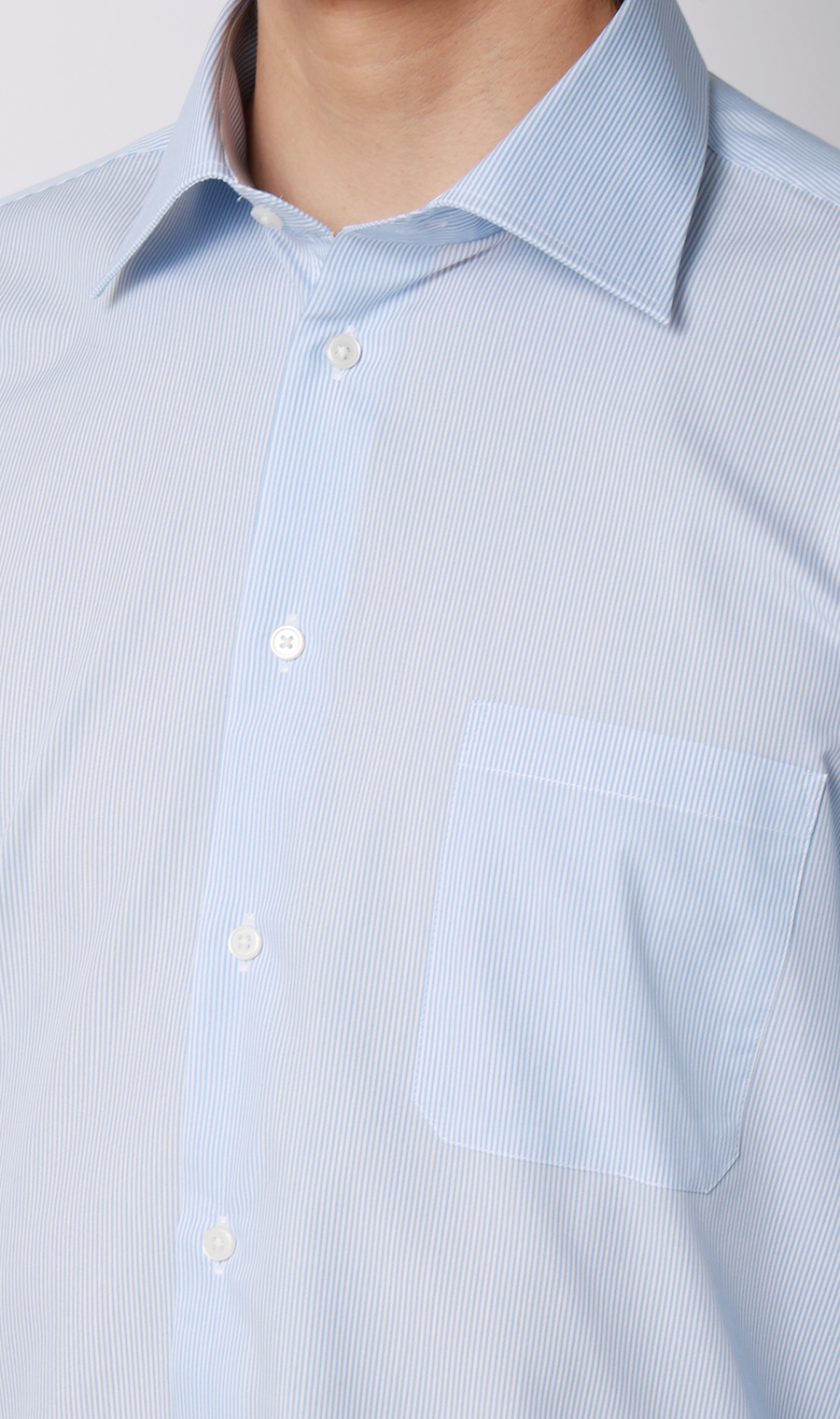 【みんなのシャツ】ワイドカラーワイシャツ ブルー 首周り:37cm,裄丈:78cm