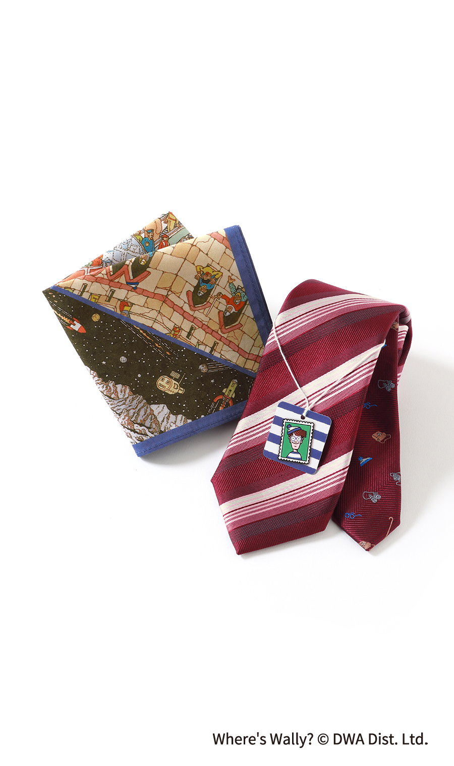 レギュラータイ・ハンカチセット【ウォーリーをさがせ！コラボ】 ワイン 9