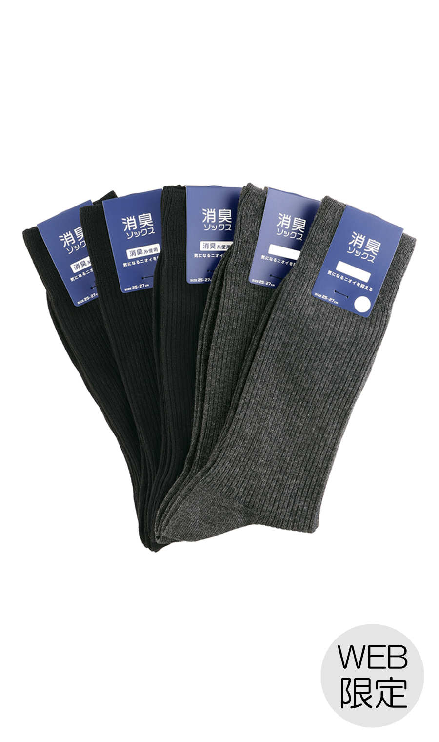 5足組消臭リブソックス(25~27cm)【WEB限定】 グレー系 0