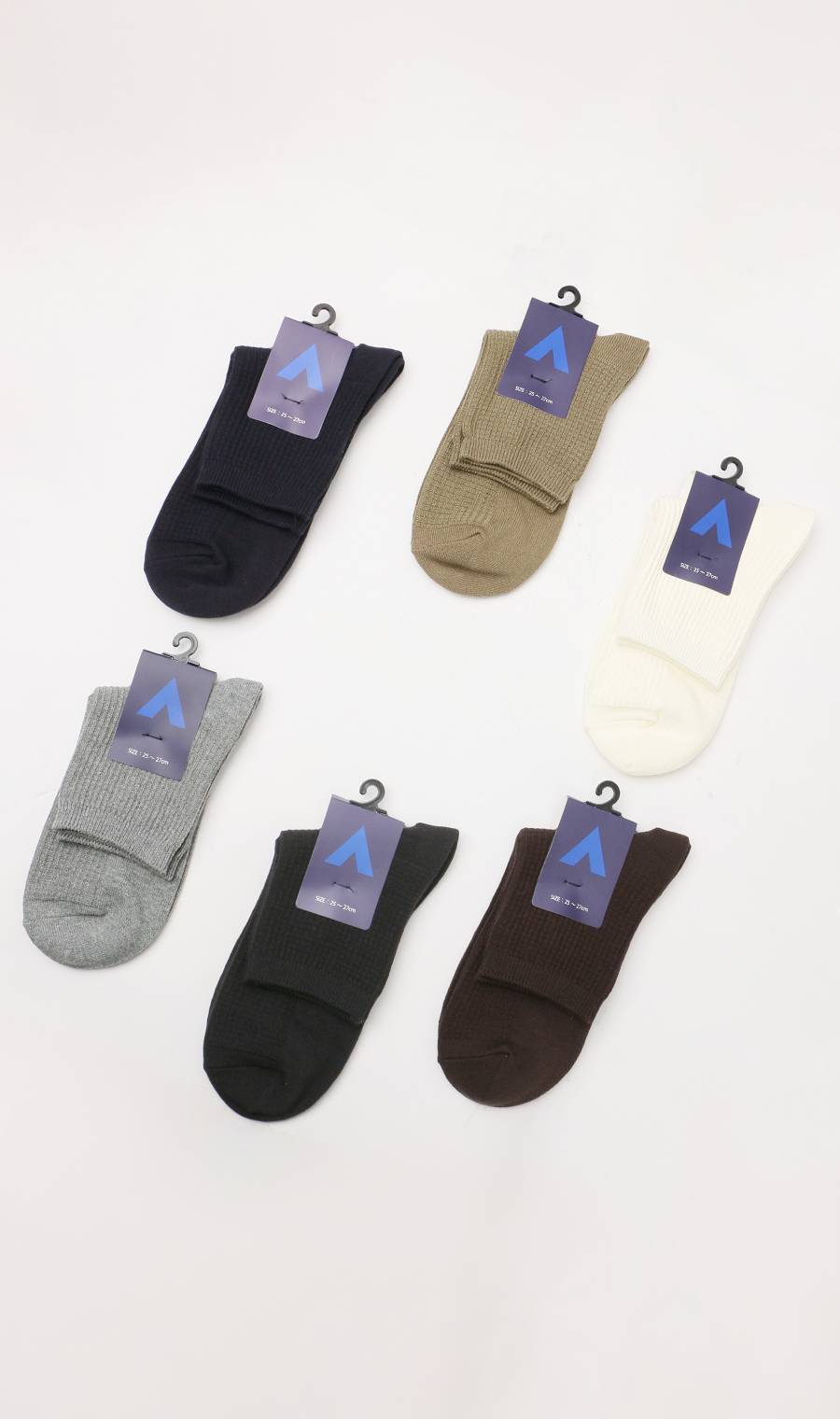 ショートソックス【リンクスワッフル】(25～27cm) ブラウン系 3