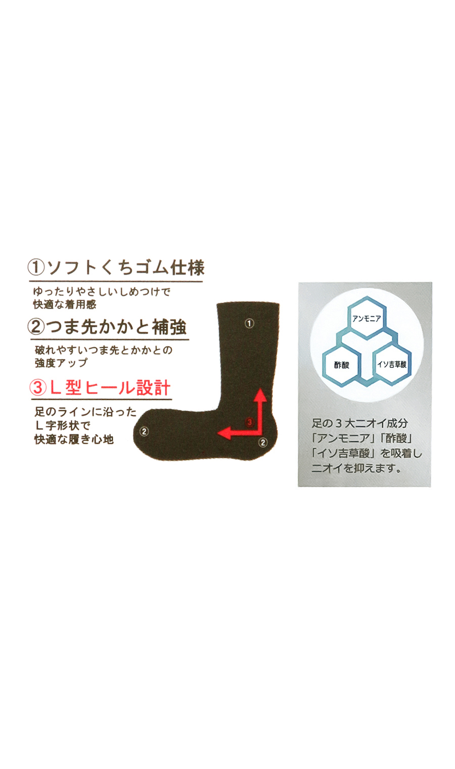 メンズソックス(25~27㎝)【DEO BREEZE】 ブラック 7
