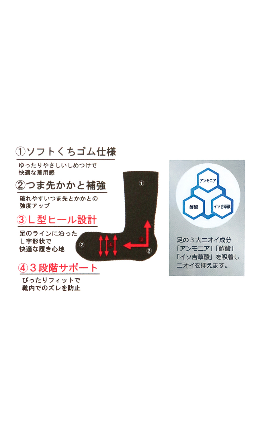 メンズソックス(25~27㎝)【DEO BREEZE】 ブラック 1
