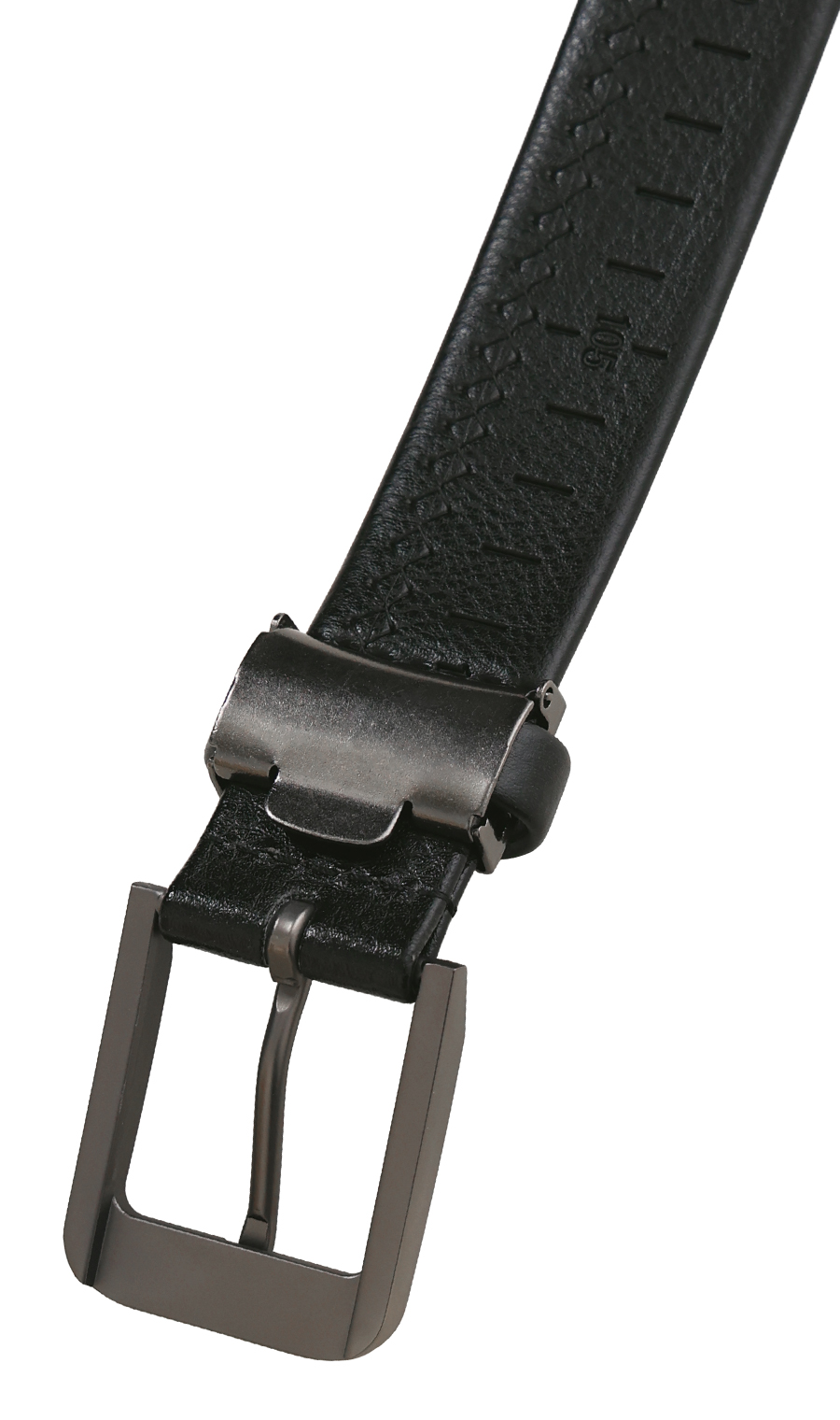 ■ピンバックルメンズベルト【ロングサイズ】 ブラック 1