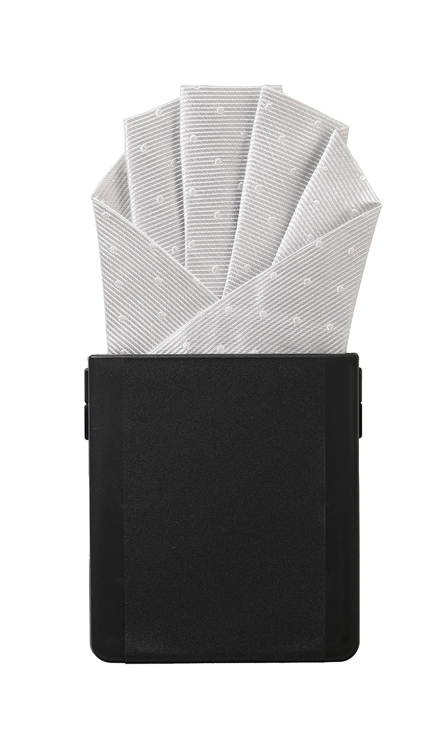 ワンタッチポケットチーフ【高さ調節ケース付き】【Made in Japan】 シルバー 1