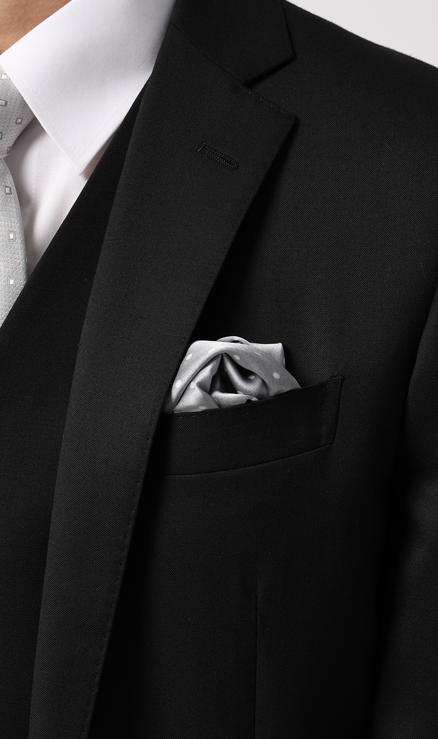 ポケットチーフ【シルク】 シルバー 3