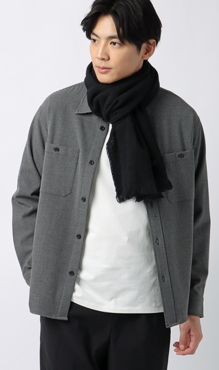 地柄ウールマフラー