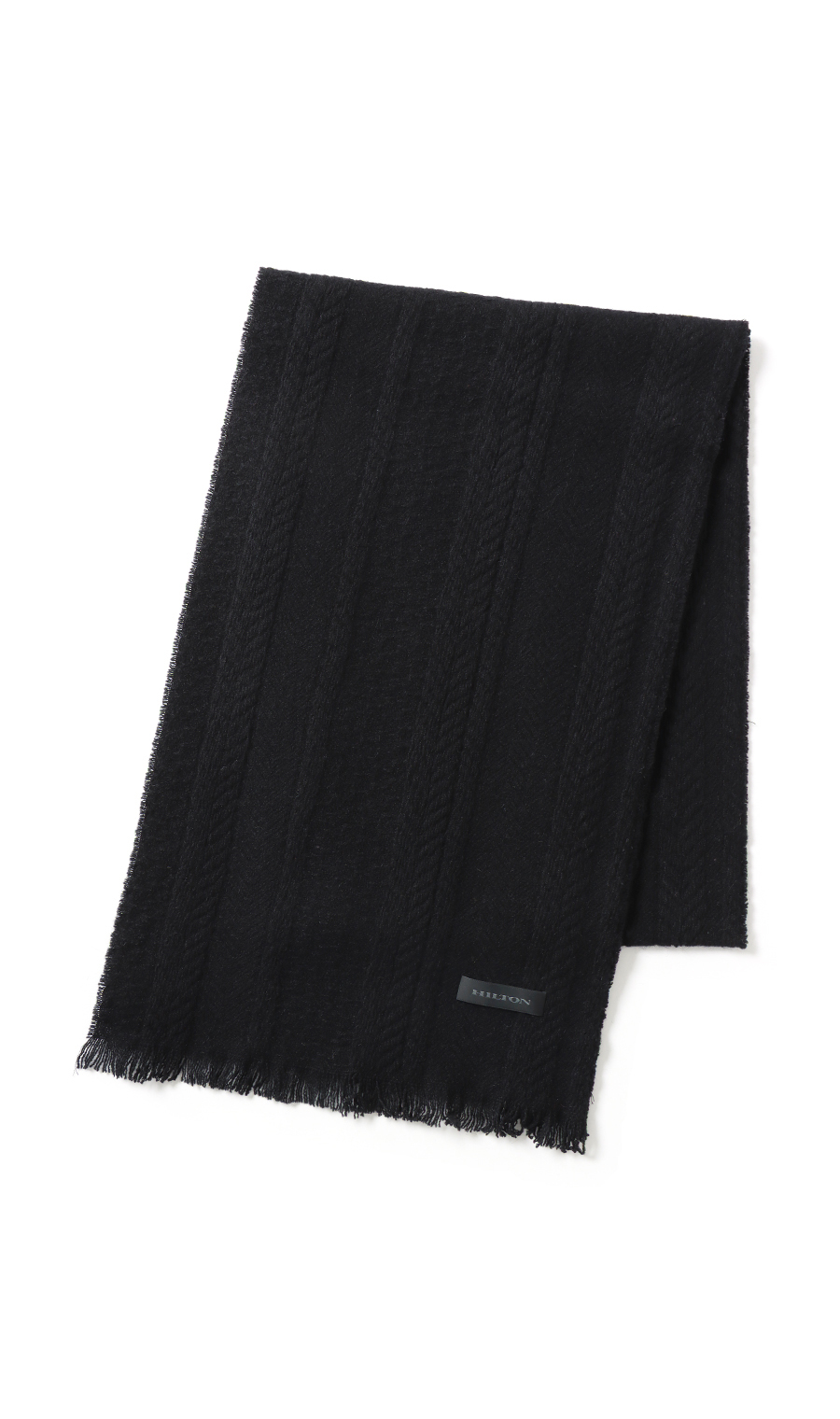 地柄ウールマフラー ブラック 0