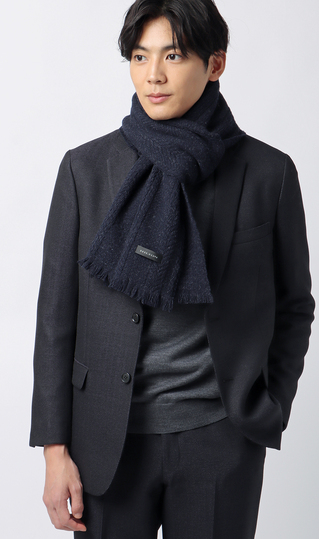 地柄ウールマフラー