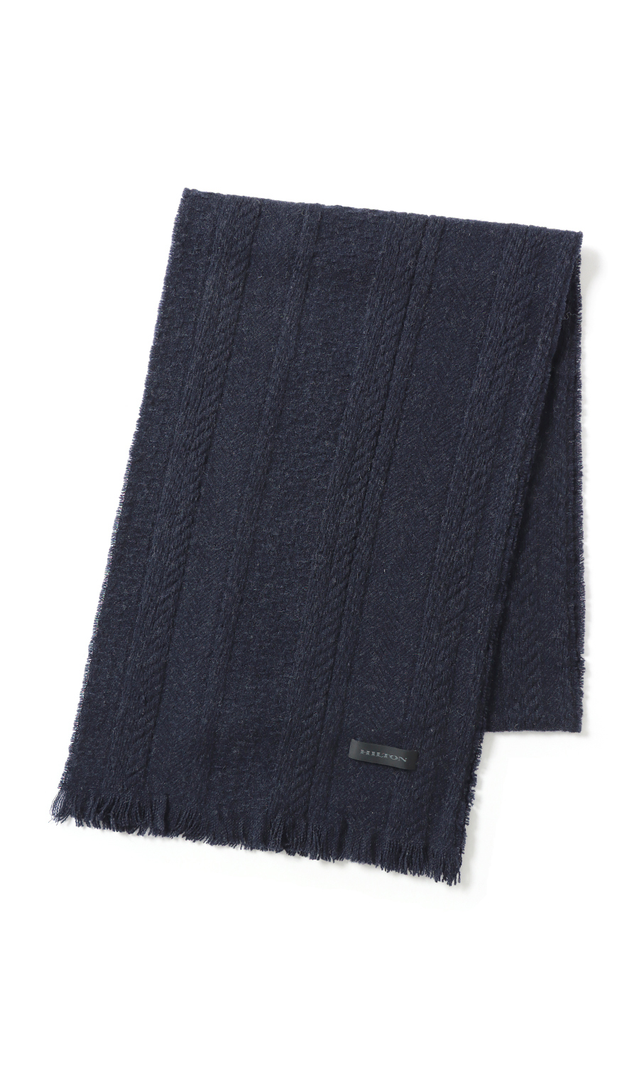 地柄ウールマフラー ネイビー 0