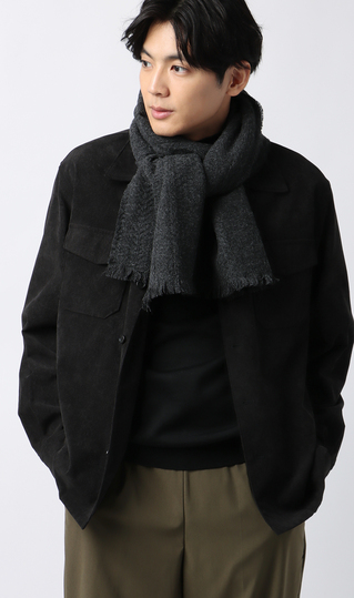 地柄ウールマフラー