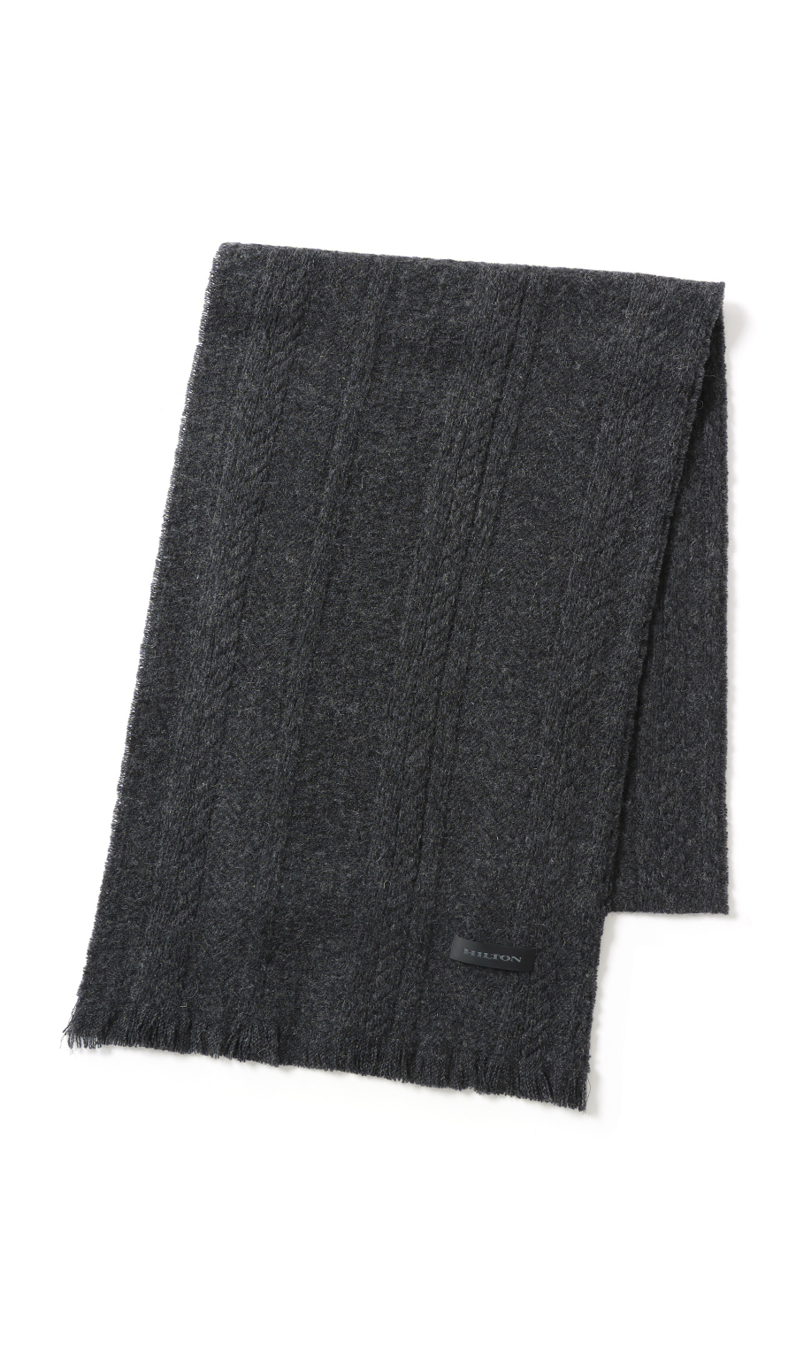 地柄ウールマフラー チャコール 0