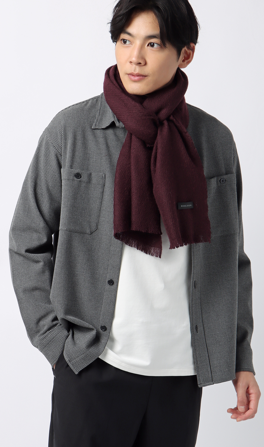 エアリーレーヨンマフラー ワイン 0