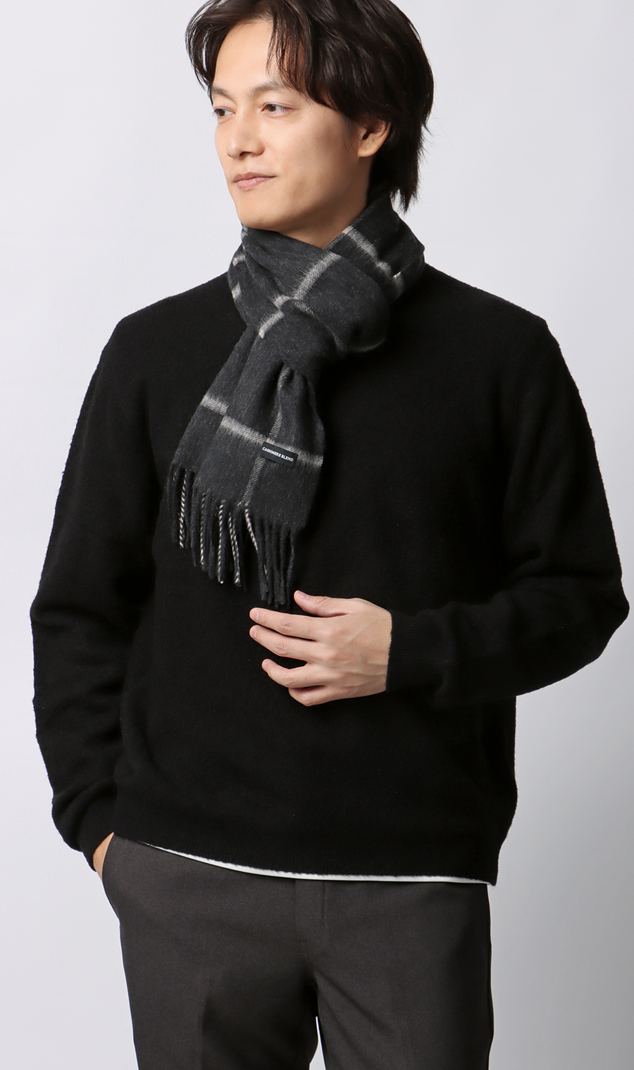 マフラー【カシミヤブレンド】 ブラック 0