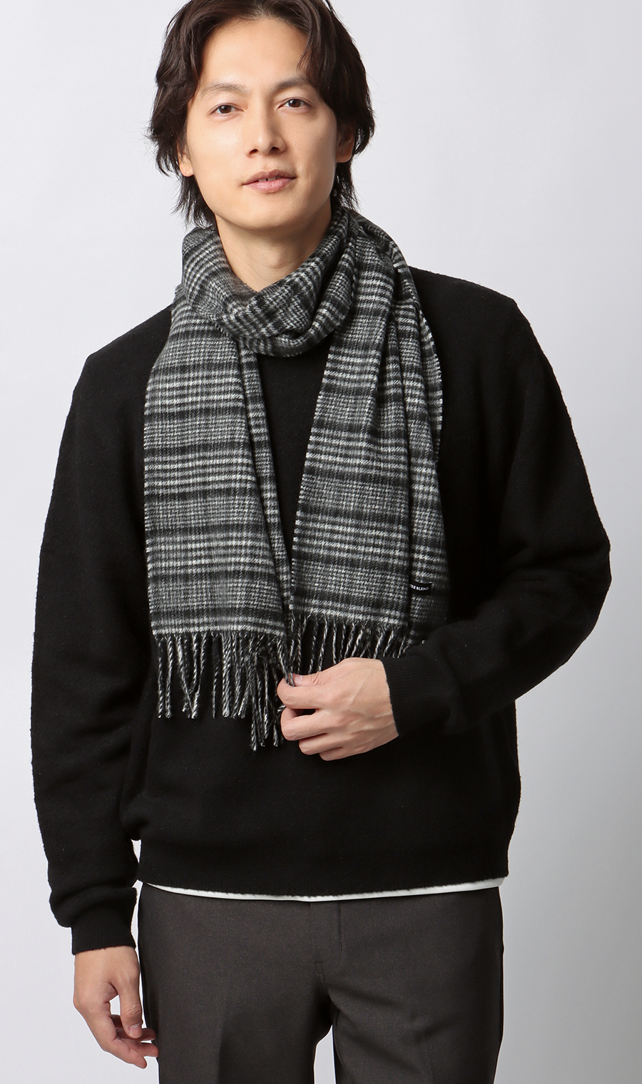 マフラー【カシミヤブレンド】 ブラック 0