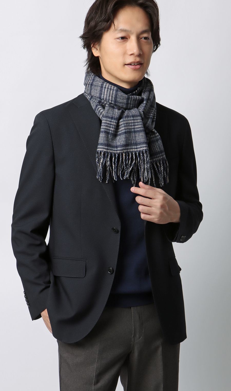 マフラー【カシミヤブレンド】 ブルー 0