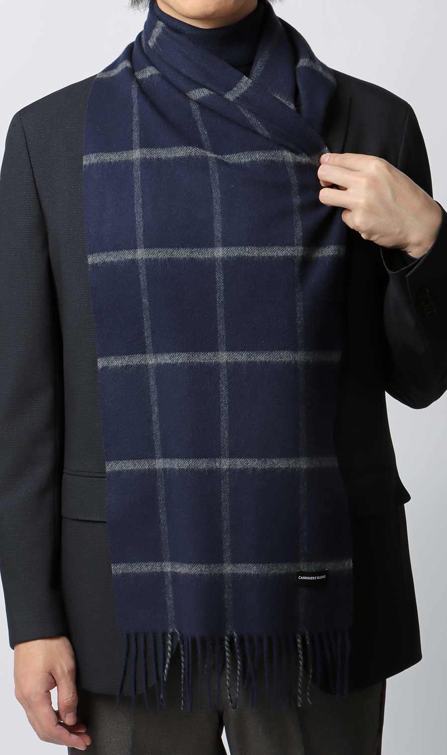 マフラー【カシミヤブレンド】 ネイビー 0