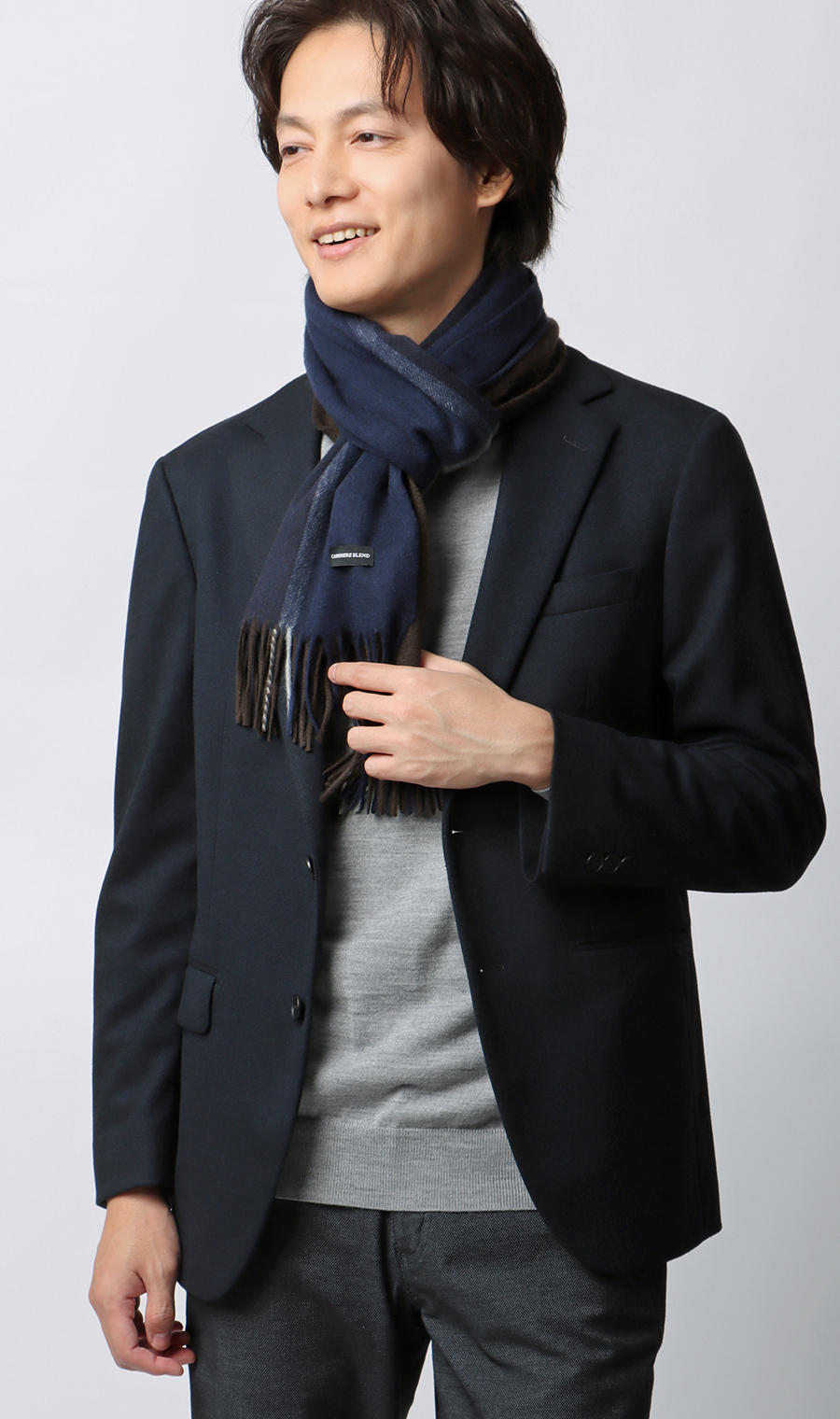 マフラー【カシミヤブレンド】 ネイビー 0